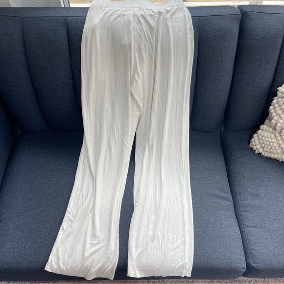 Hello Nite eggshell white ribbed super soft and cozy lounge pants straight fit - Picture 3 of 7
